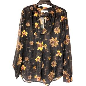 🌼 LOFT Split Neck Floral Blouse